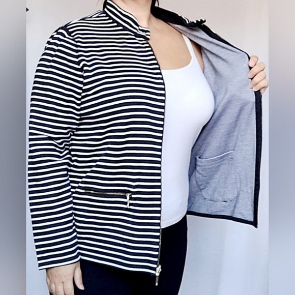LAUREN Ralph Lauren Women's Two Faced Reversible Striped Jacket Cotton 2X - Picture 14 of 16